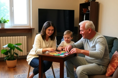 Familie die samen bordspellen speelt